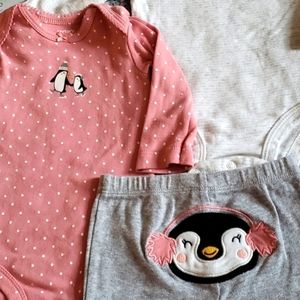 Carter's. 3pc Penguin Longsleeve Outfit Bundle